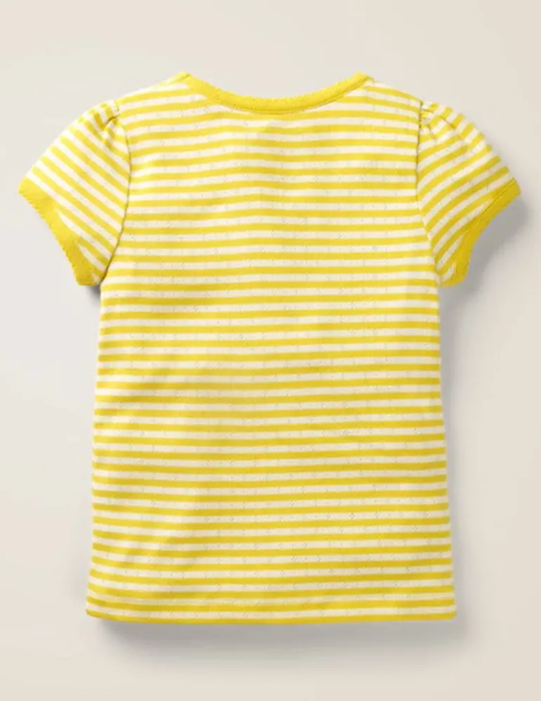 Short Sleeve Pointelle Top-Daffodil Yellow/Soft Ivory-Boden Online