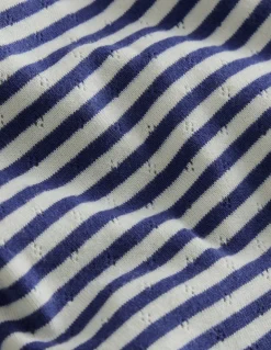 Short Sleeve Pointelle Top-Soft Ivory/Starboard Blue-Boden Shop