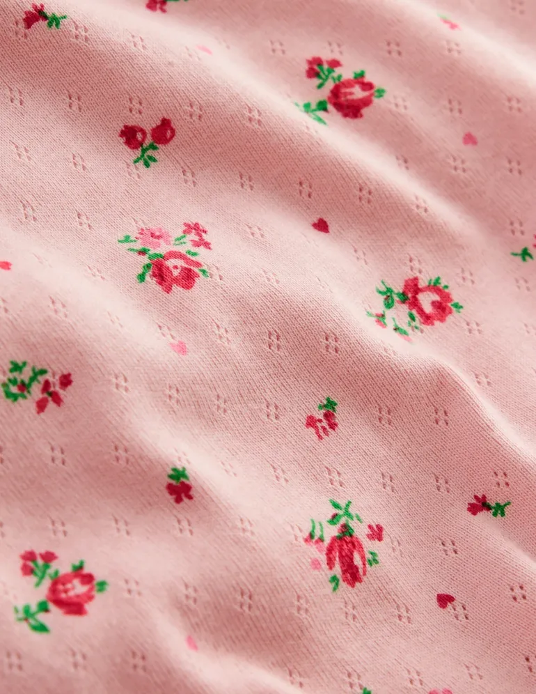 Short Sleeve Pointelle Top-Chalk Pink Rosebud-Boden Cheap