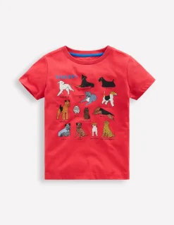 Short Sleeve Printed T-Shirt-Cherry Tomato Red Dogs-Boden Cheap