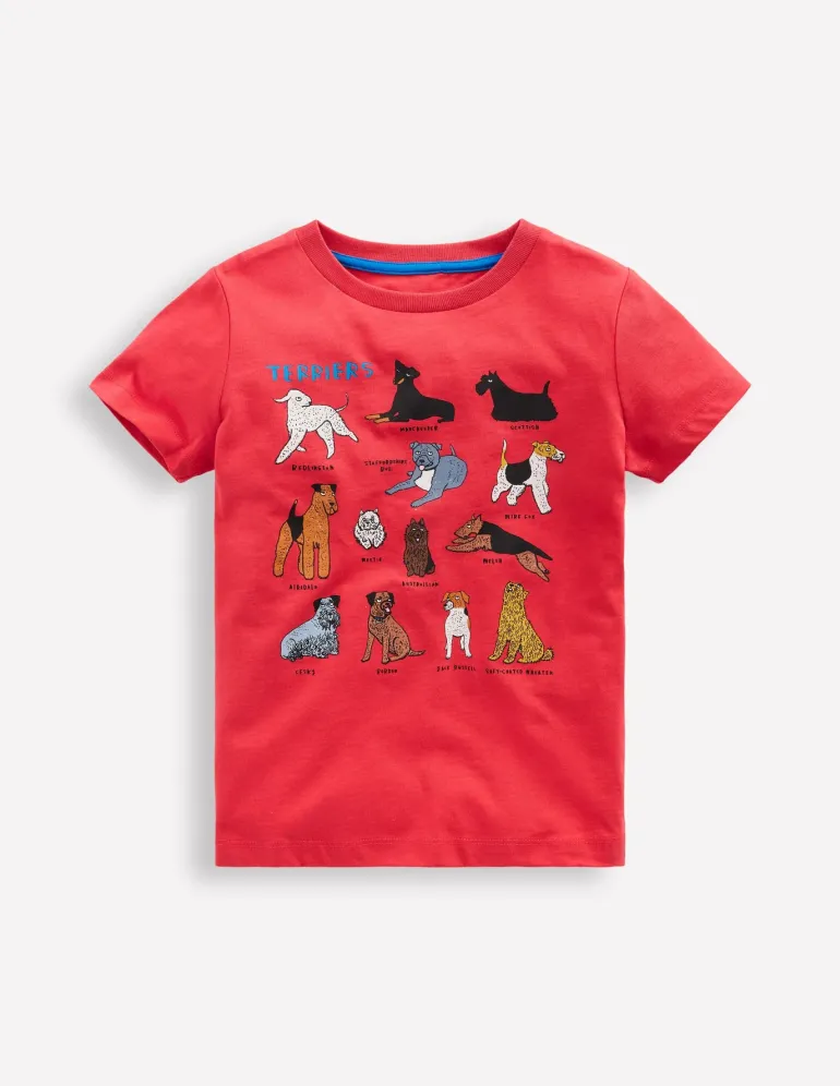 Short Sleeve Printed T-Shirt-Cherry Tomato Red Dogs-Boden Cheap