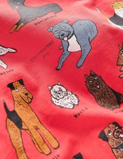 Short Sleeve Printed T-Shirt-Cherry Tomato Red Dogs-Boden Cheap