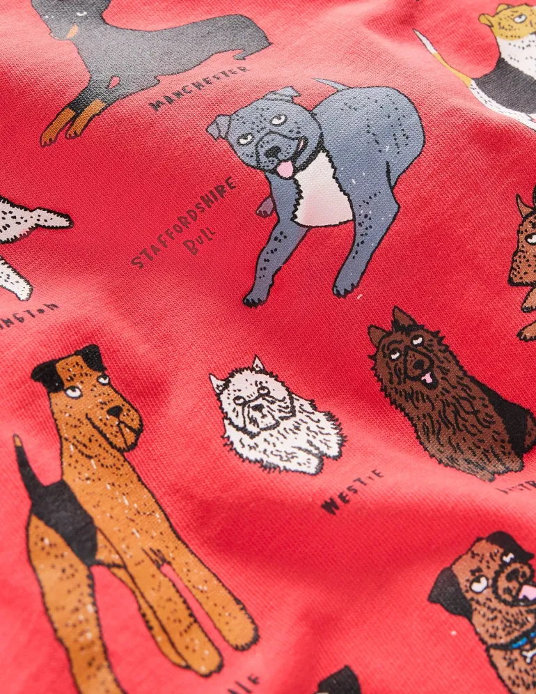 Short Sleeve Printed T-Shirt-Cherry Tomato Red Dogs-Boden Cheap