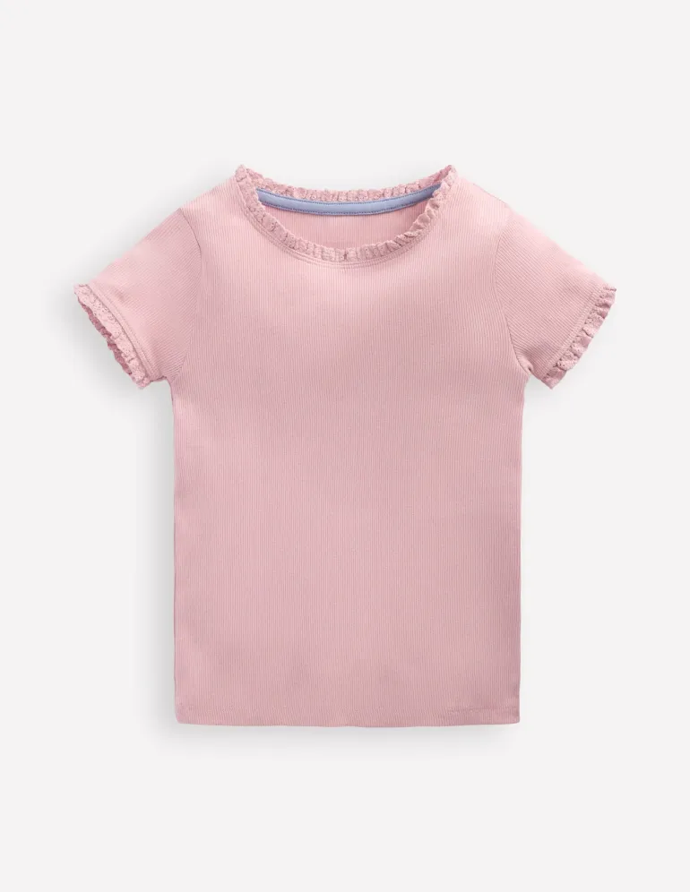 Short Sleeve Ribbed T-Shirt-French Pink-Boden Cheap