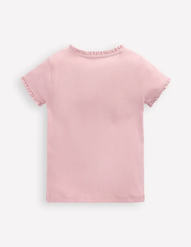 Short Sleeve Ribbed T-Shirt-French Pink-Boden Cheap