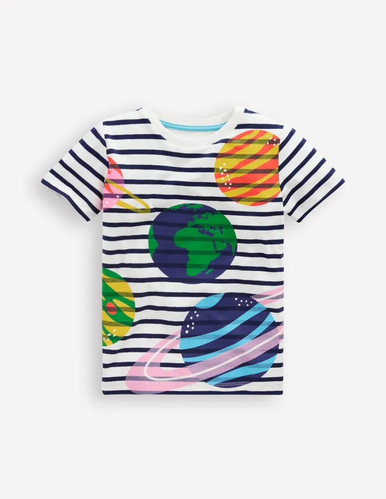 Short Sleeve Riso T-Shirt-Starboard Blue/ Ivory Space-Boden Online