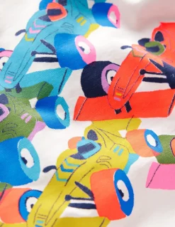 Short Sleeve Riso T-Shirt-Soft Ivory Race Cars-Boden Sale