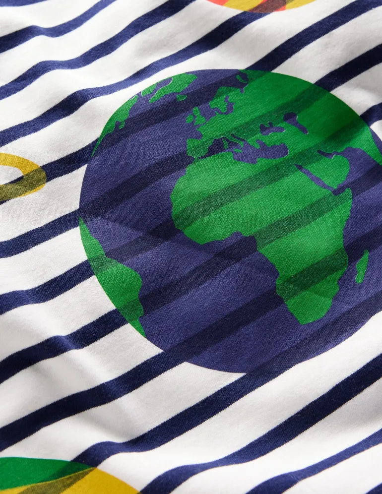 Short Sleeve Riso T-Shirt-Starboard Blue/ Ivory Space-Boden Online