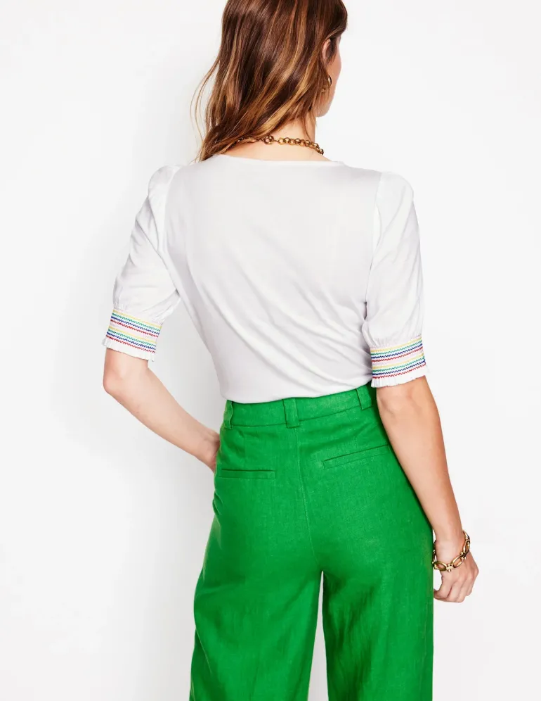 Short Sleeve Smocked Cuff Top--Boden Cheap