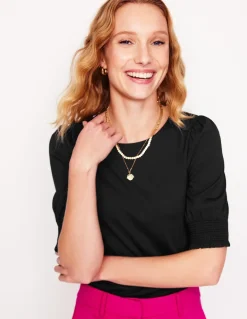 Short Sleeve Smocked Cuff Top--Boden Outlet