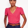 Short Sleeve V Neck T-shirt-Camelia Pink-Boden Shop