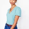 Short Sleeve V Neck T-shirt-Duck Egg Blue-Boden Store