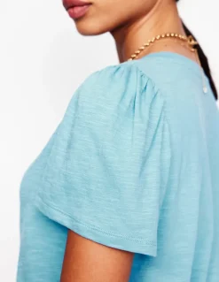 Short Sleeve V Neck T-shirt-Duck Egg Blue-Boden Store