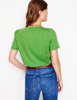 Short Sleeve V Neck T-shirt-Paradise Green-Boden Flash Sale