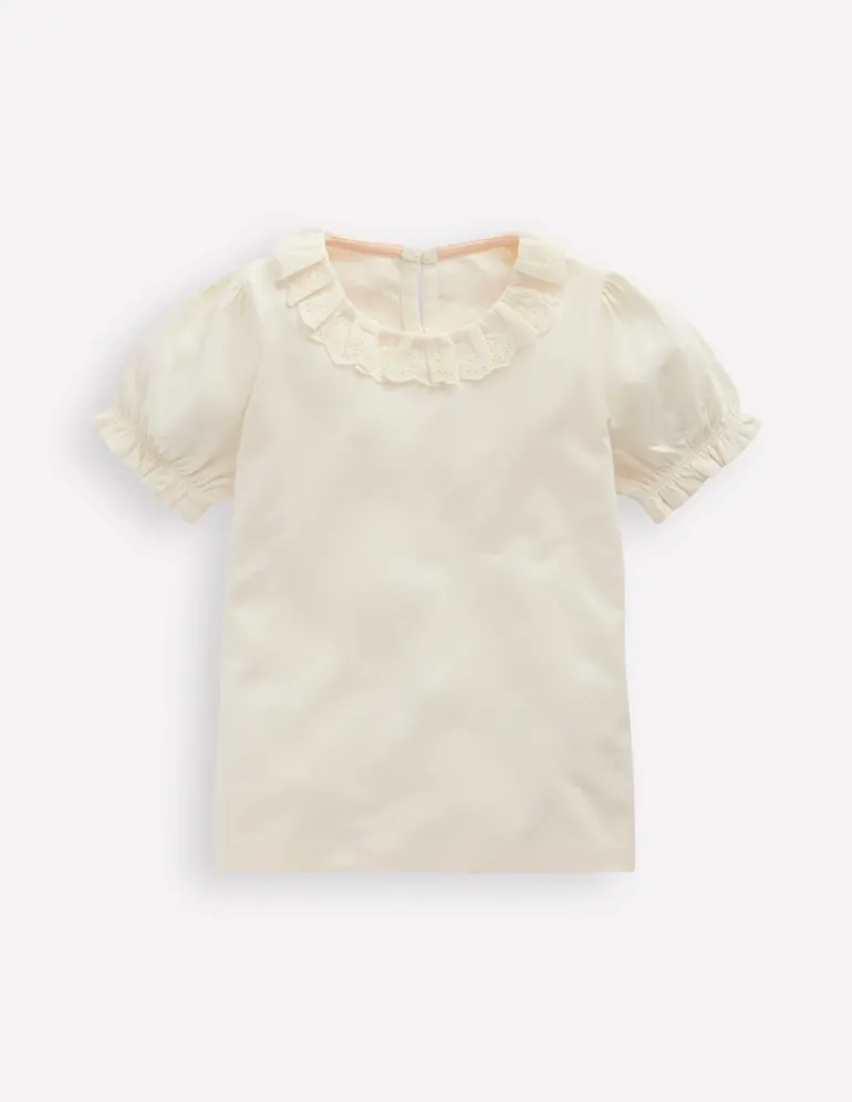 Short Sleeved Collared Top-Ivory Broderie-Boden Sale