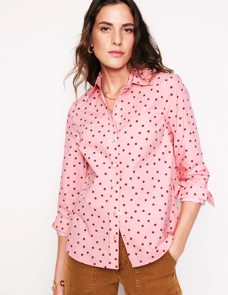 Sienna Cotton Shirt-Almond Pink, Sparse Spot-Boden Clearance