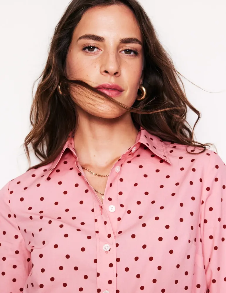Sienna Cotton Shirt-Almond Pink, Sparse Spot-Boden Clearance
