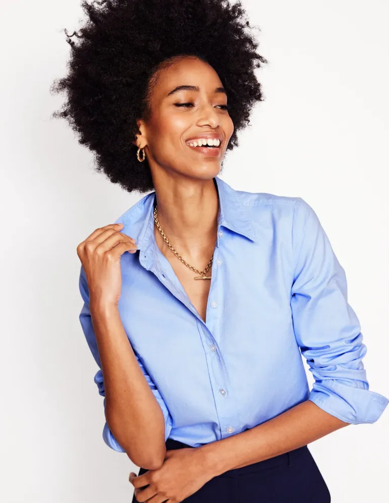 Sienna Cotton Shirt-Blue Oxford-Boden Best Sale