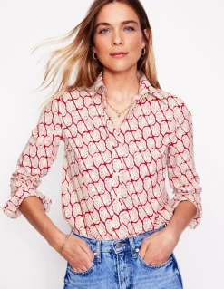 Sienna Cotton Shirt-Copper, Owl Stamp-Boden Clearance