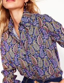 Sienna Cotton Shirt-Dawn Blue, Illustrated Paisley-Boden Clearance