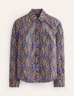Sienna Cotton Shirt-Dawn Blue, Illustrated Paisley-Boden Clearance