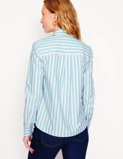Sienna Cotton Shirt-Duck Egg Blue Stripe-Boden Outlet
