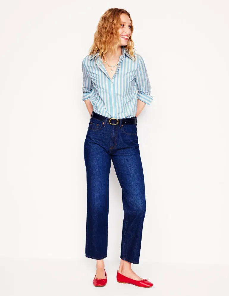 Sienna Cotton Shirt-Duck Egg Blue Stripe-Boden Outlet