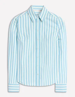Sienna Cotton Shirt-Duck Egg Blue Stripe-Boden Outlet