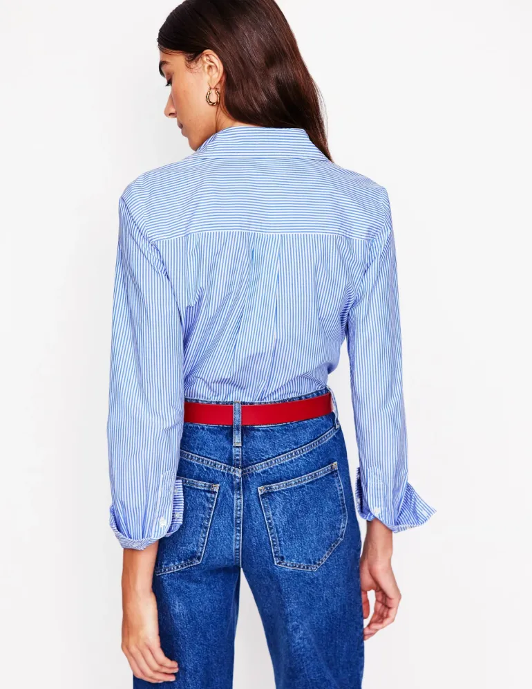 Sienna Cotton Shirt-Fine Blue Stripe-Boden Store