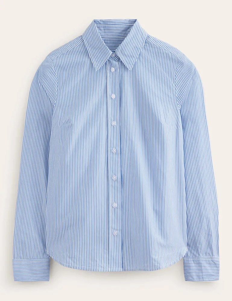 Sienna Cotton Shirt-Fine Blue Stripe-Boden Store