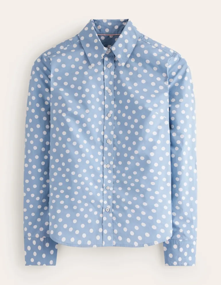Sienna Cotton Shirt-French Blue, Abstract Dot-Boden New