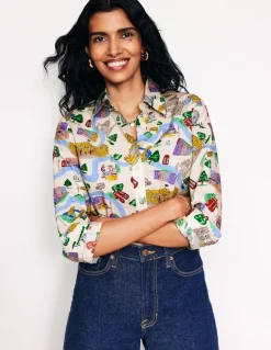 Sienna Cotton Shirt-Ivory, London Town-Boden Online