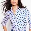 Sienna Cotton Shirt-Ivory, Blue Abstract Dot-Boden Hot