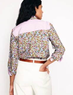 Sienna Cotton Shirt-Ivory, Foliage Buds-Boden Clearance