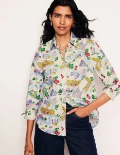 Sienna Cotton Shirt-Ivory, London Town-Boden Online