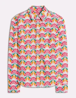 Sienna Cotton Shirt-Ivory, Daisy Bloom Geo-Boden Discount