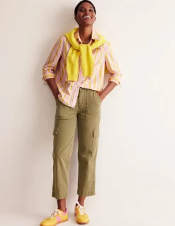 Sienna Cotton Shirt-Mauve and Yellow Stripe-Boden Shop