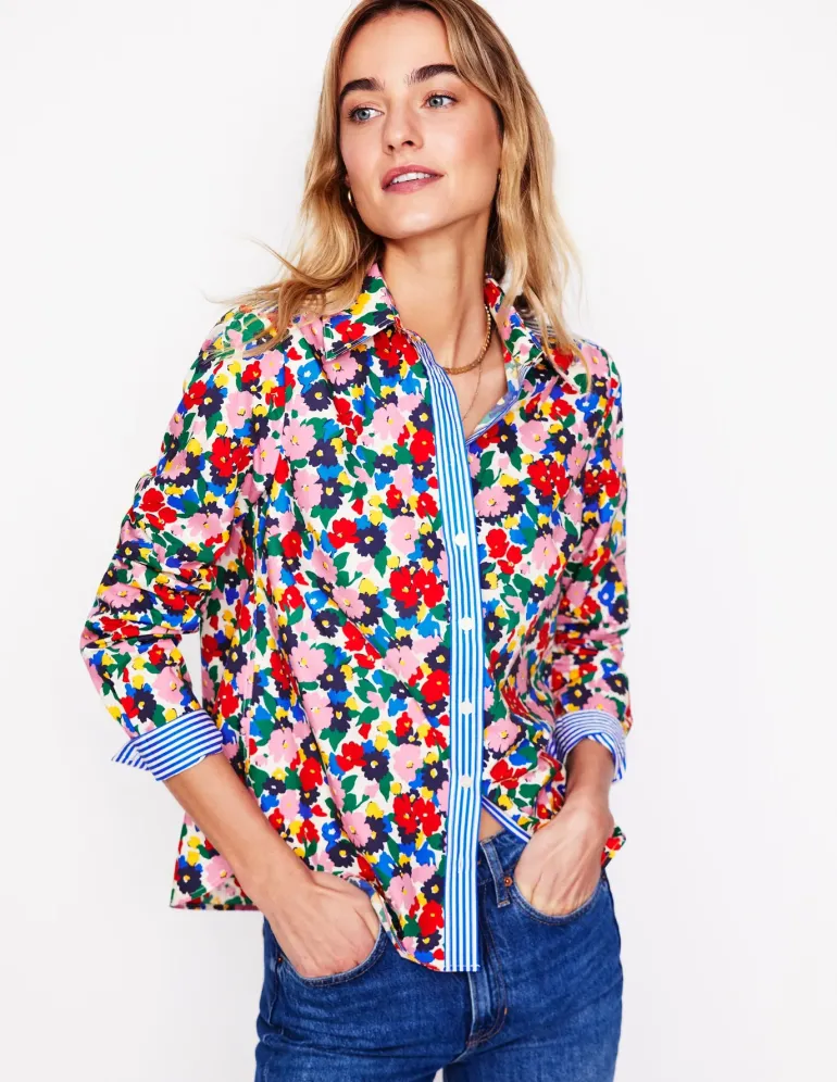 Sienna Cotton Shirt-Multi, Painterly Meadow-Boden Sale