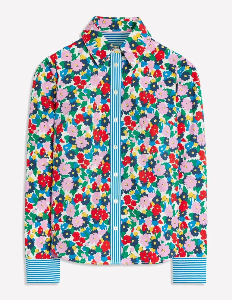 Sienna Cotton Shirt-Multi, Painterly Meadow-Boden Sale