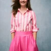 Sienna Cotton Shirt-Pink Rose Wide Stripe-Boden Cheap