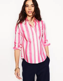 Sienna Cotton Shirt-Pink Rose Wide Stripe-Boden Cheap