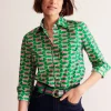 Sienna Cotton Shirt-Rich Emerald, Dachshund-Boden Cheap
