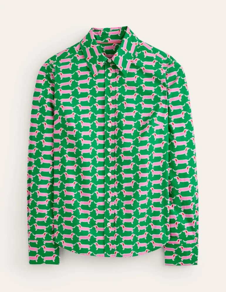 Sienna Cotton Shirt-Rich Emerald, Dachshund-Boden Cheap