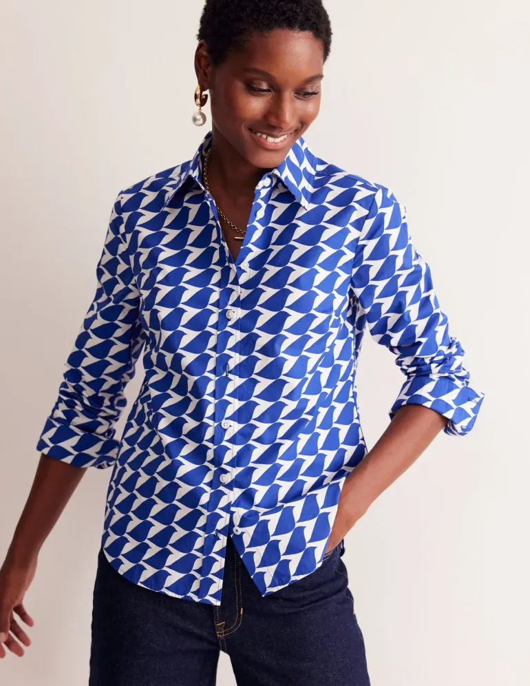 Sienna Cotton Shirt-Sapphire Blue, Birdie-Boden Flash Sale