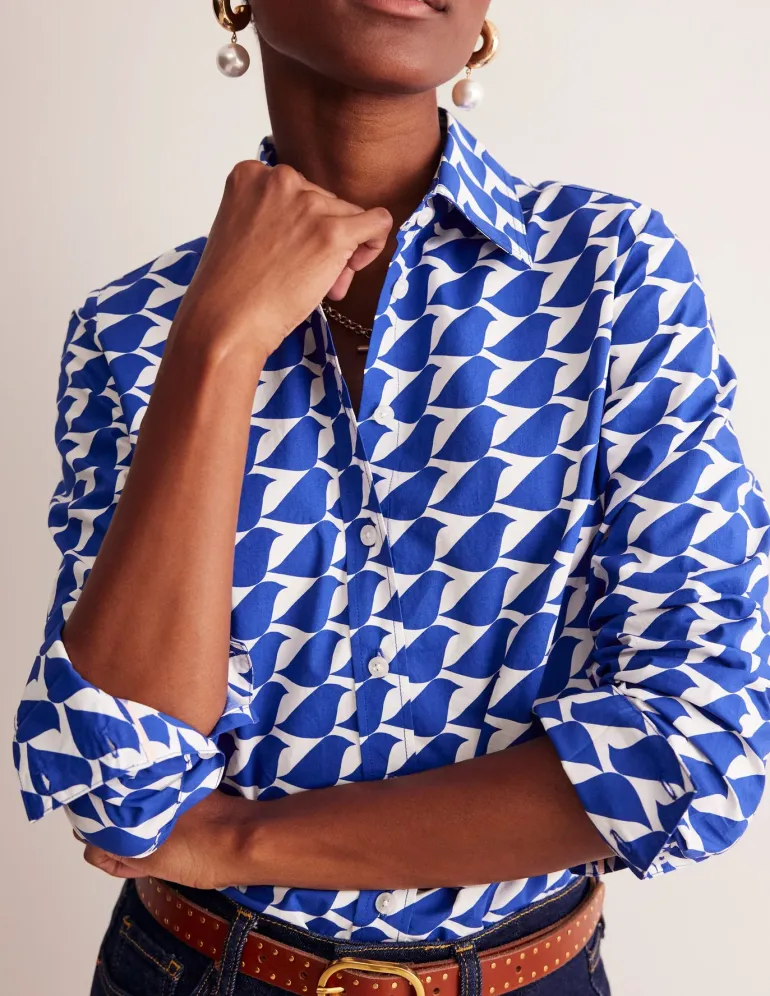 Sienna Cotton Shirt-Sapphire Blue, Birdie-Boden Flash Sale