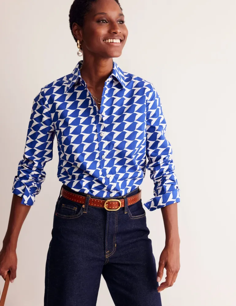 Sienna Cotton Shirt-Sapphire Blue, Birdie-Boden Flash Sale