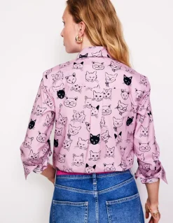 Sienna Cotton Shirt-Soft Lavender, Cats-Boden New
