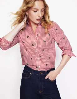 Sienna Embroidered Shirt-Holly, Red Stripe-Boden Store