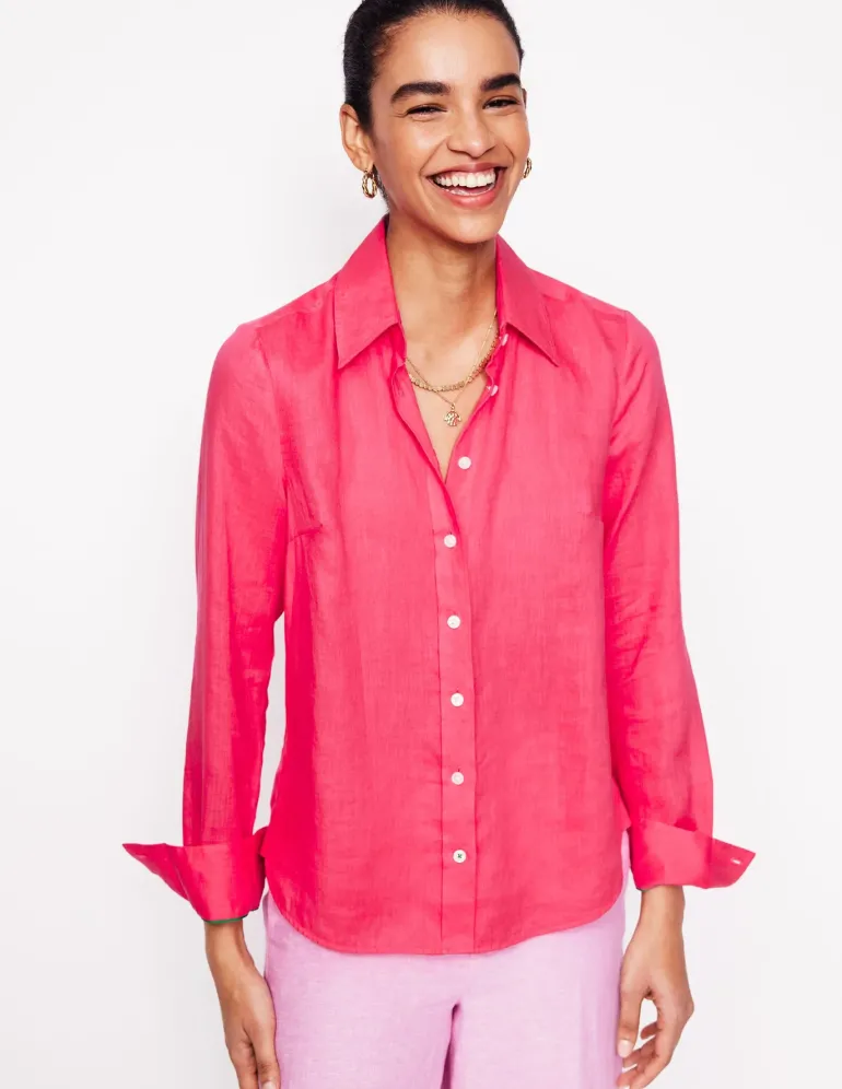 Sienna Linen Shirt-Camelia Pink-Boden Store