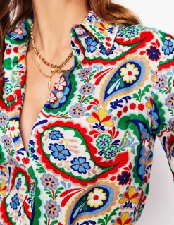 Sienna Linen Shirt-Multi Meadow Pasiley-Boden Discount